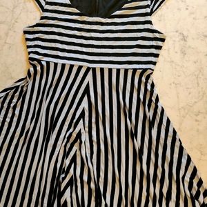 Blue and black striped dress